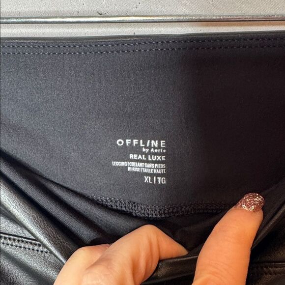 Aerie Offline Women’s Black Real Luxe Faux Leather High Waist Leggings. Size Lg. - Picture 8 of 9